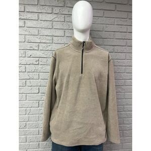 St John Bay Men’s 1/4 Zip Beige Fleece Long Sleeve Sweater Size XL
